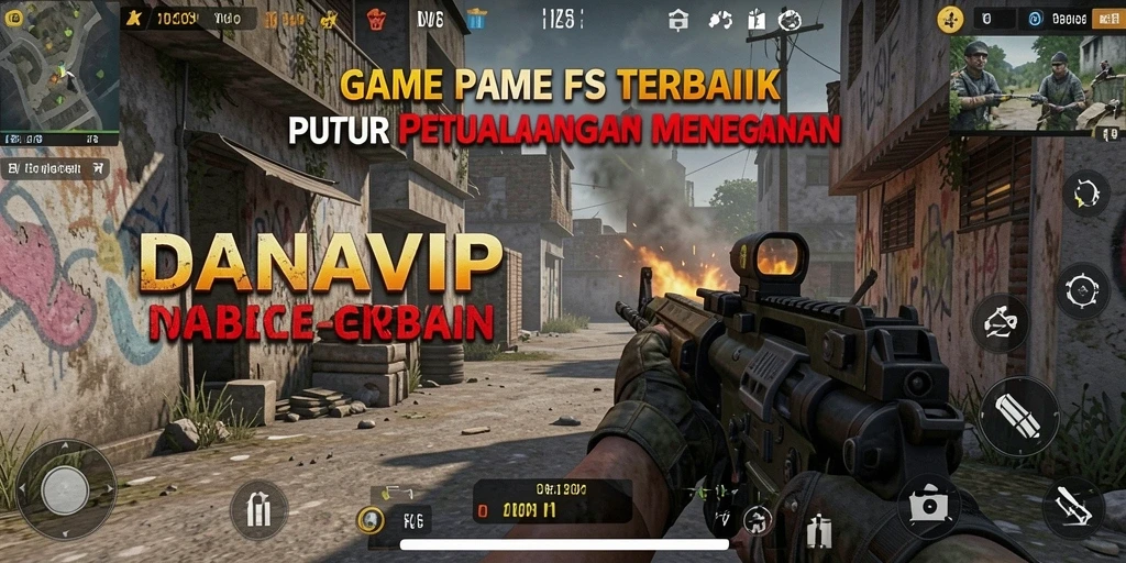 Screenshot utama gameplay DANAVIP yang penuh aksi dan menegangkan.