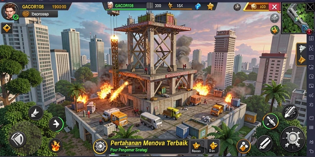 Gameplay menegangkan dalam GACOR108 Tower Defense.