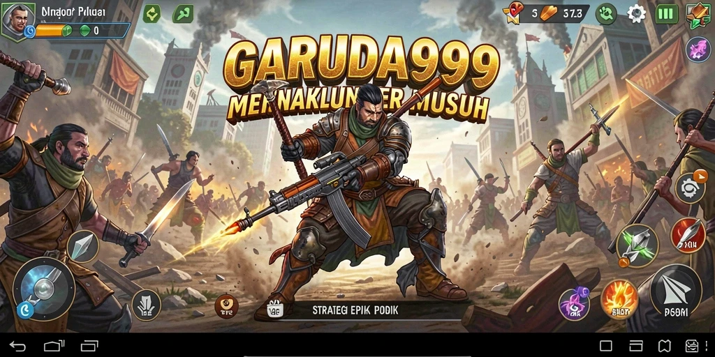 Tangkapan layar GARUDA999 menunjukkan aksi pertempuran strategi mendebarkan.