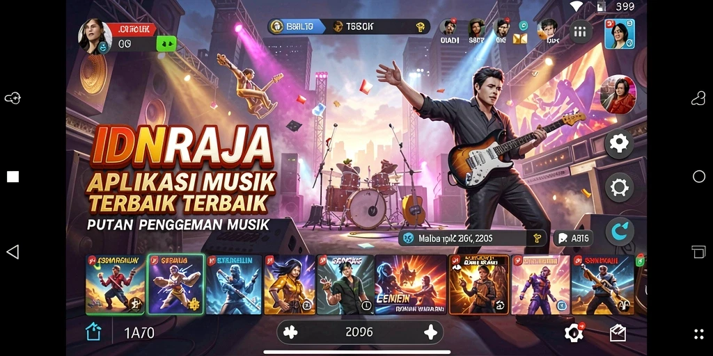 Screenshot gameplay IDNRAJA menampilkan tantangan musik seru.