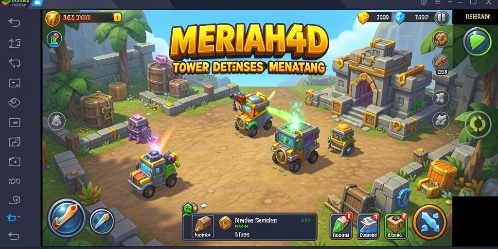 Tampilan gameplay meriah dengan strategi tower defense yang menarik.