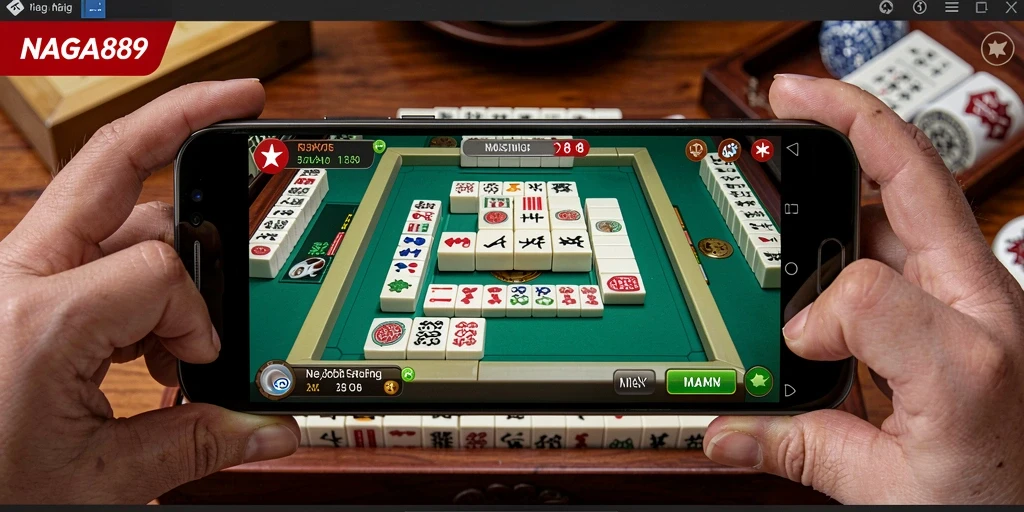 Screenshot NAGA889 menampilkan gameplay Mahjong yang menarik dan interaktif.