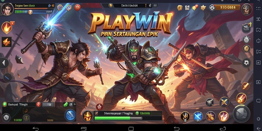 Tampilan gameplay seru dengan pertarungan karakter di arena.