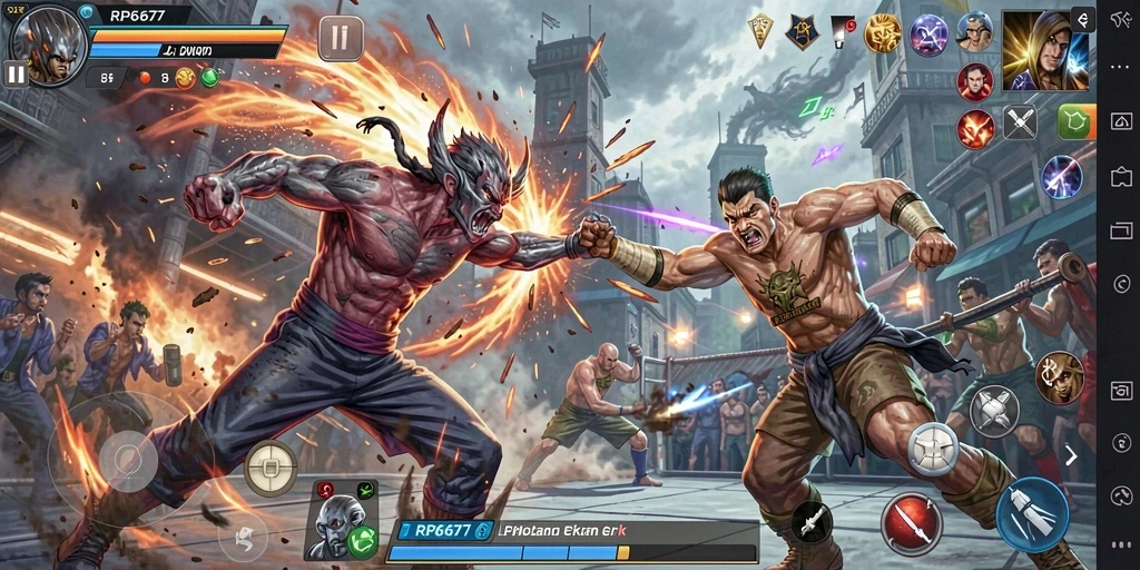 Tangkapan layar dari gameplay RP6677 menampilkan aksi bertarung yang mendebarkan.