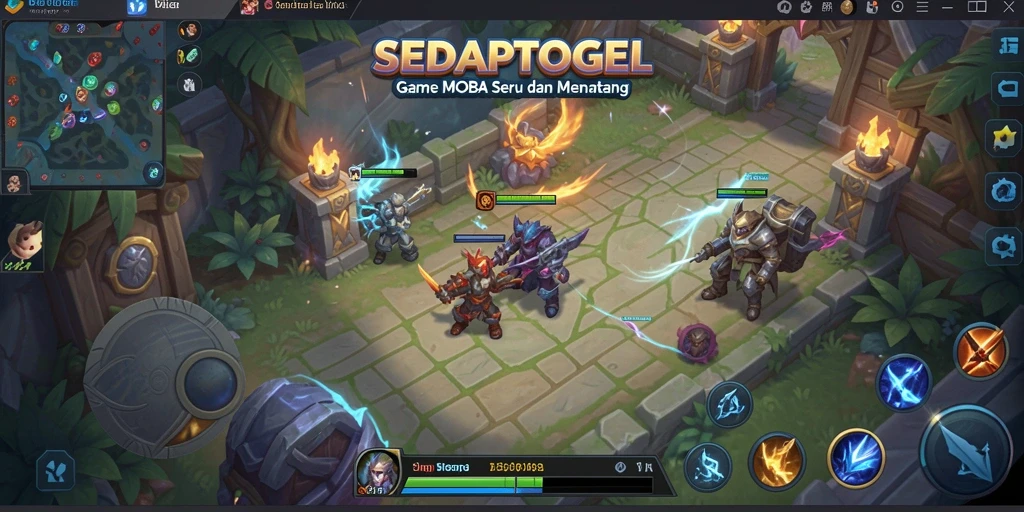 Tampilan gameplay menarik dari SEDAPTOGEL dengan aksi MOBA yang seru.