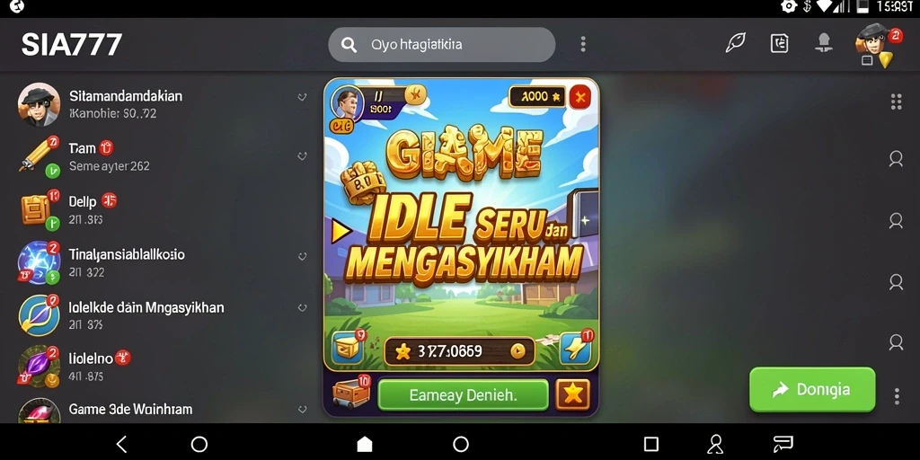 Screenshot SIA777 menampilkan gameplay Idle yang menyenangkan dan strategis.