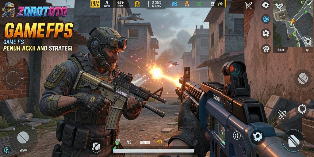 Tangkapan layar gameplay ZOROTOTO menampilkan aksi menembak yang mendebarkan.